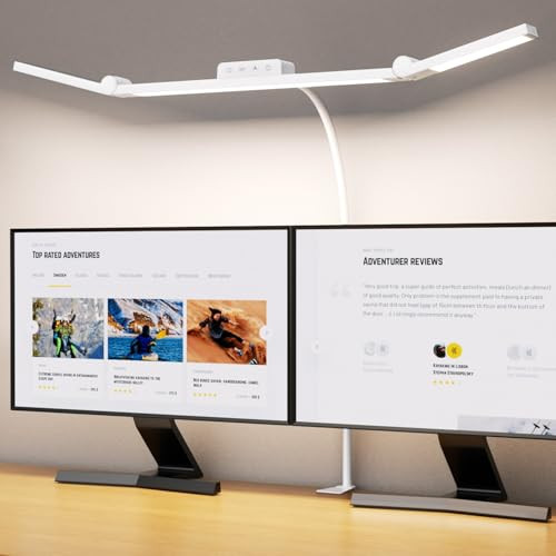 KableRika LED Bureaulamp met Klem, 24W, Witte Designlamp met 4 Kleurtemperaturen en Oogbescherming