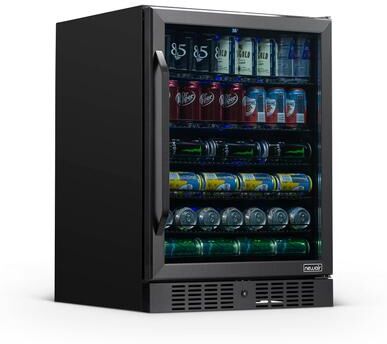 Newair 24 in. 177 Can Built-in Beverage Fridge Refrigerator Cooler in Black Stainless Steel with Precision Temperature Control