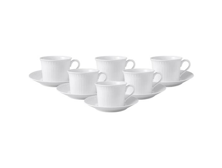 Villeroy & Boch Cappuccino Tassen MIT Untertassen Cellini weiß 270 ml 6er Set, Weiß, Keramik, 0.35 L, 2x2x2 cm, Geschirr, Tassen, Tassen Sets