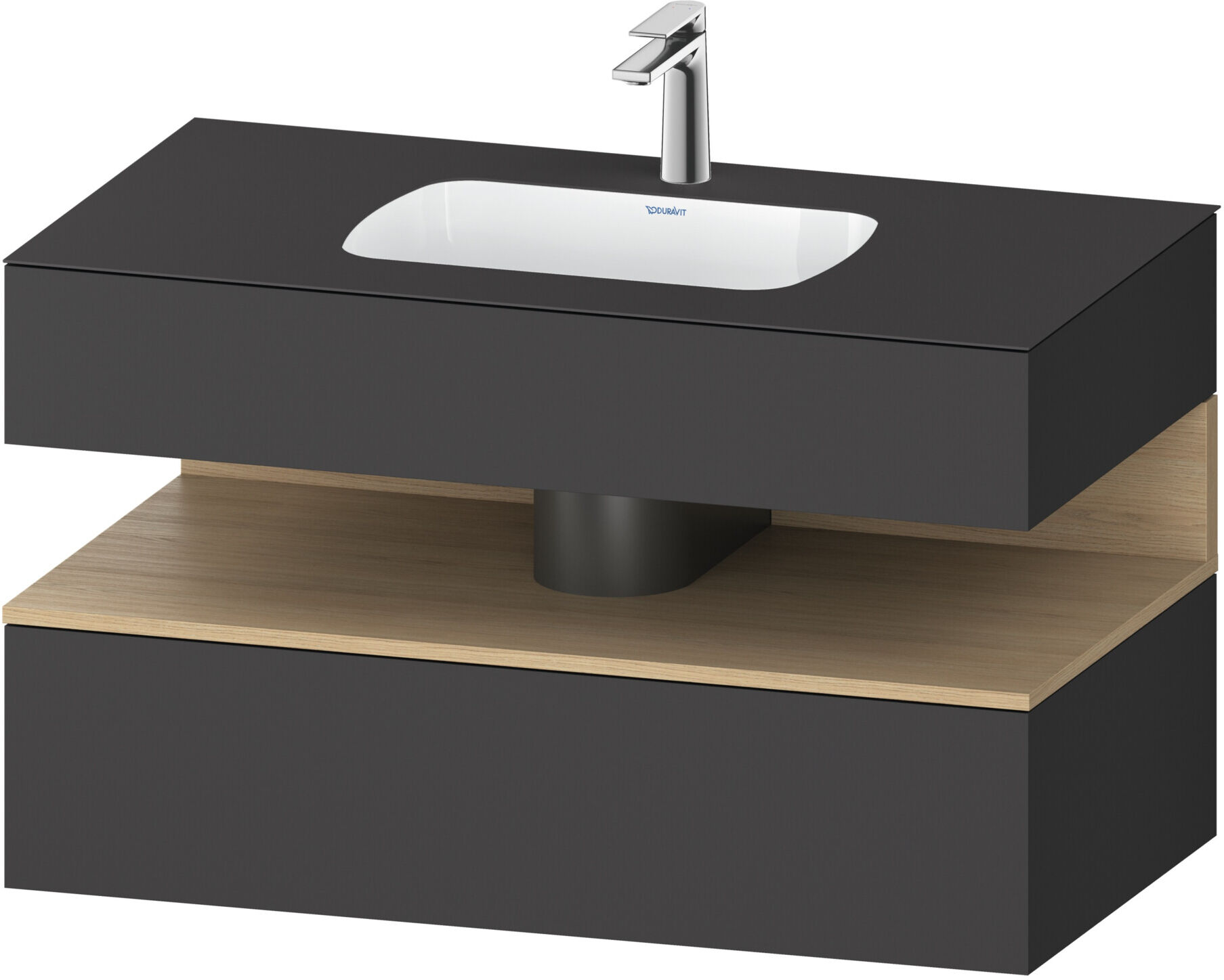 Duravit Einbauwaschtisch-Möbel-Set Qatego 100x55x60cm, E nat/grap ma, Konsolen-Waschtischunterbau (QA4786030490000)