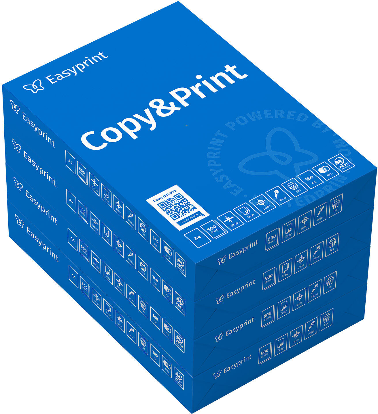 Easyprint Druckerpapier Kopierpapier 2000 Blatt 4 x 500 A4 Premium Hochweiß CIE 160 Testsieger PEFC zertifiziert