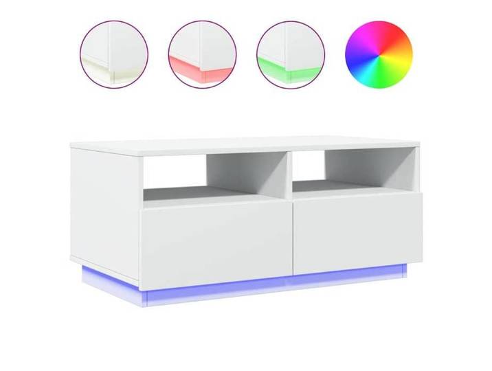 Table de salon Bois - Armoire basse Table basse avec lumières LED blanc 90x49x40 cm@EU59130817