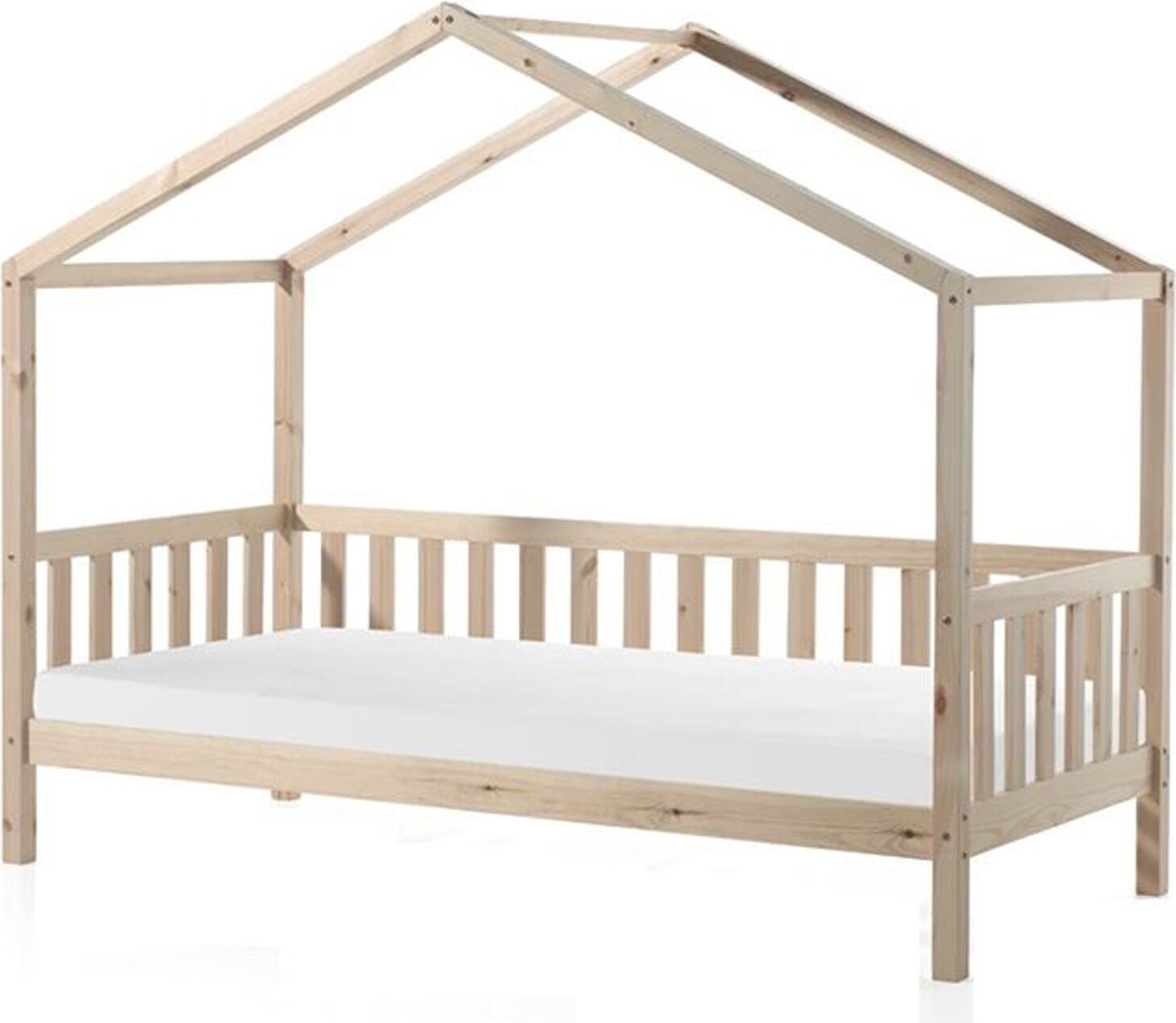 Hausbett Kapua 210x97x170 Kinderbett Massivholz Natur