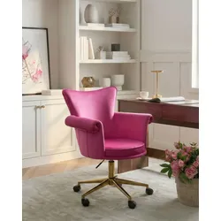 SCHREIBTISCHSTUHL Samtstoff Fuchsia Velencia