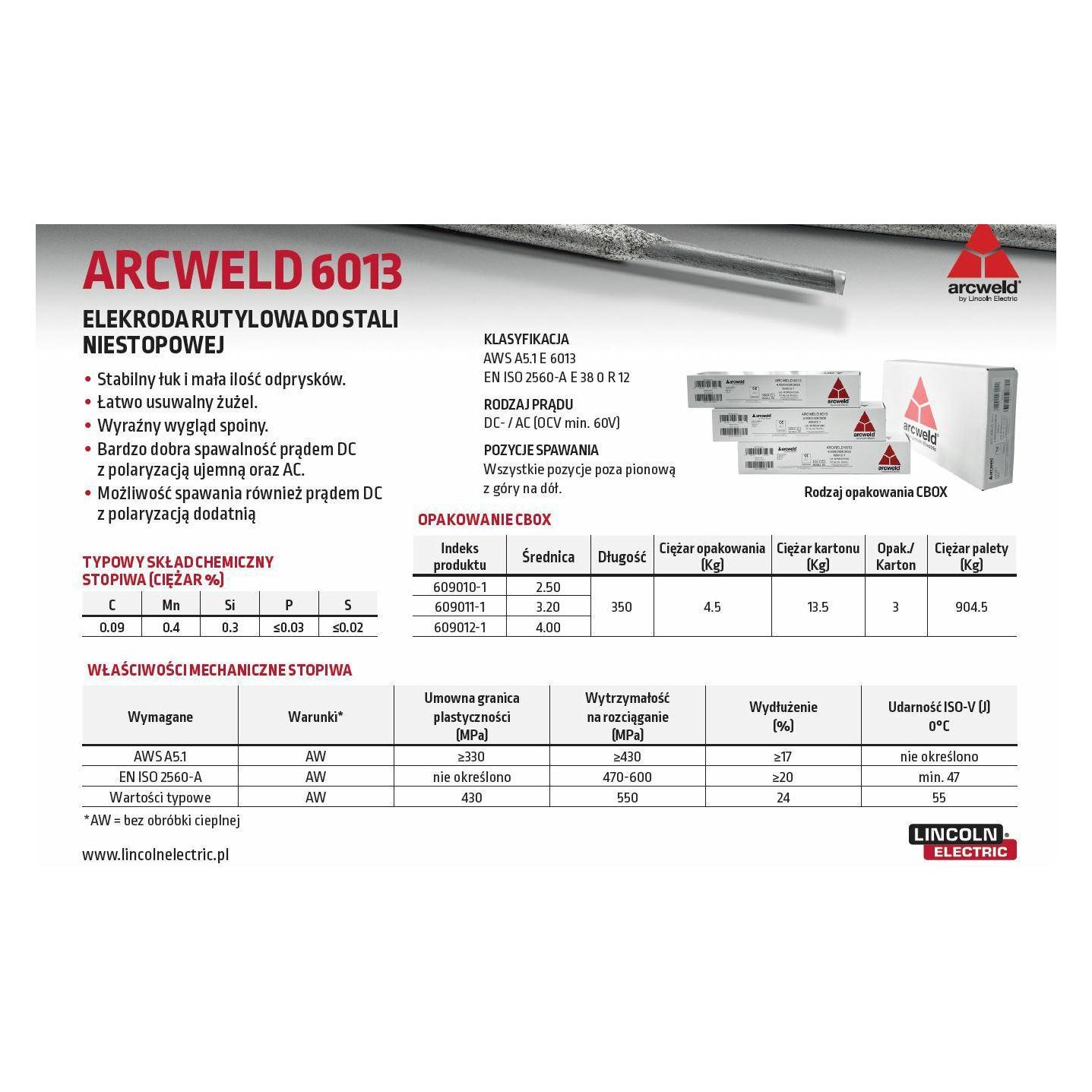 Hitachi LINCOLN ELECTRODE ARCWELD 6013 FI 4.0/4.5kg (54161211)