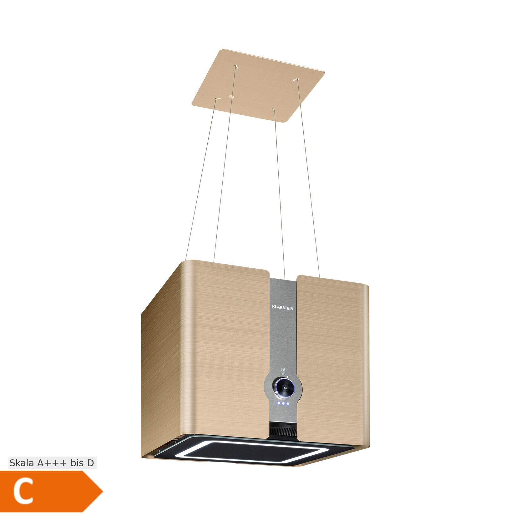 Futurelight Smart Inselabzugshaube Umluft 413m³/h LED Edelstahl Gold