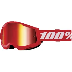 100%, Jungen, Sportbrille, Strata 2 Junior Goggle Red - Mirror Red Lens (Red, Weiss, Rot), Mehrfarbig, Weiss, Rot