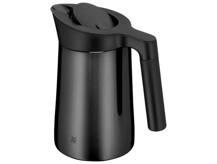 WMF Isolierkanne Kineo, Graphitfarben, Schwarz, Edelstahlfarben, Metall, Kunststoff, 1 l, Ausgießer, 100% dicht, Geschirr, Kannen & Karaffen, Kaffeekannen & Thermoskannen