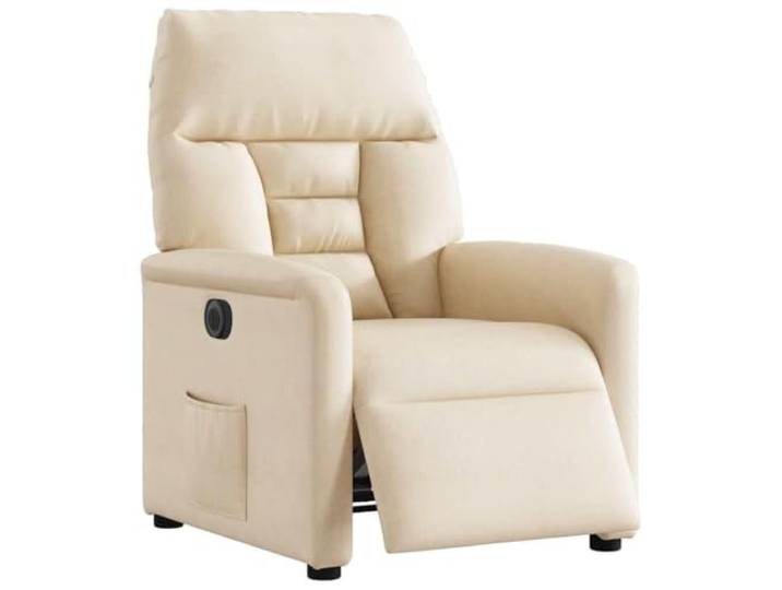 Relaxsessel Elektrisch Beige Mikrofasergewebe Elektromotor, Knopfdruck, 135 Grad Neigung, Holz-Metall-Rahmen, Mikrofaser, fleckenunempfindlich, leicht zu reinigen