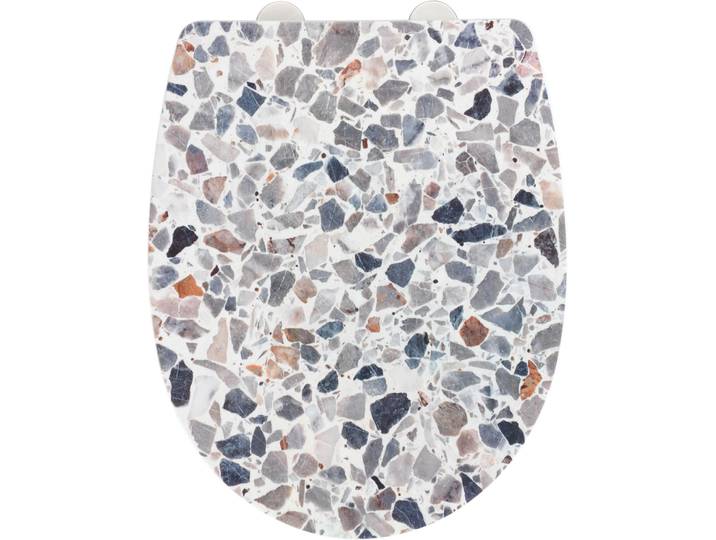 WC-Sitz WENKO Terrazzo High Gloss , bunt, B:36,5cm L:45cm, Edelstahl, Thermoplast, WC-Sitze, WC-Sitz, Thermoplast