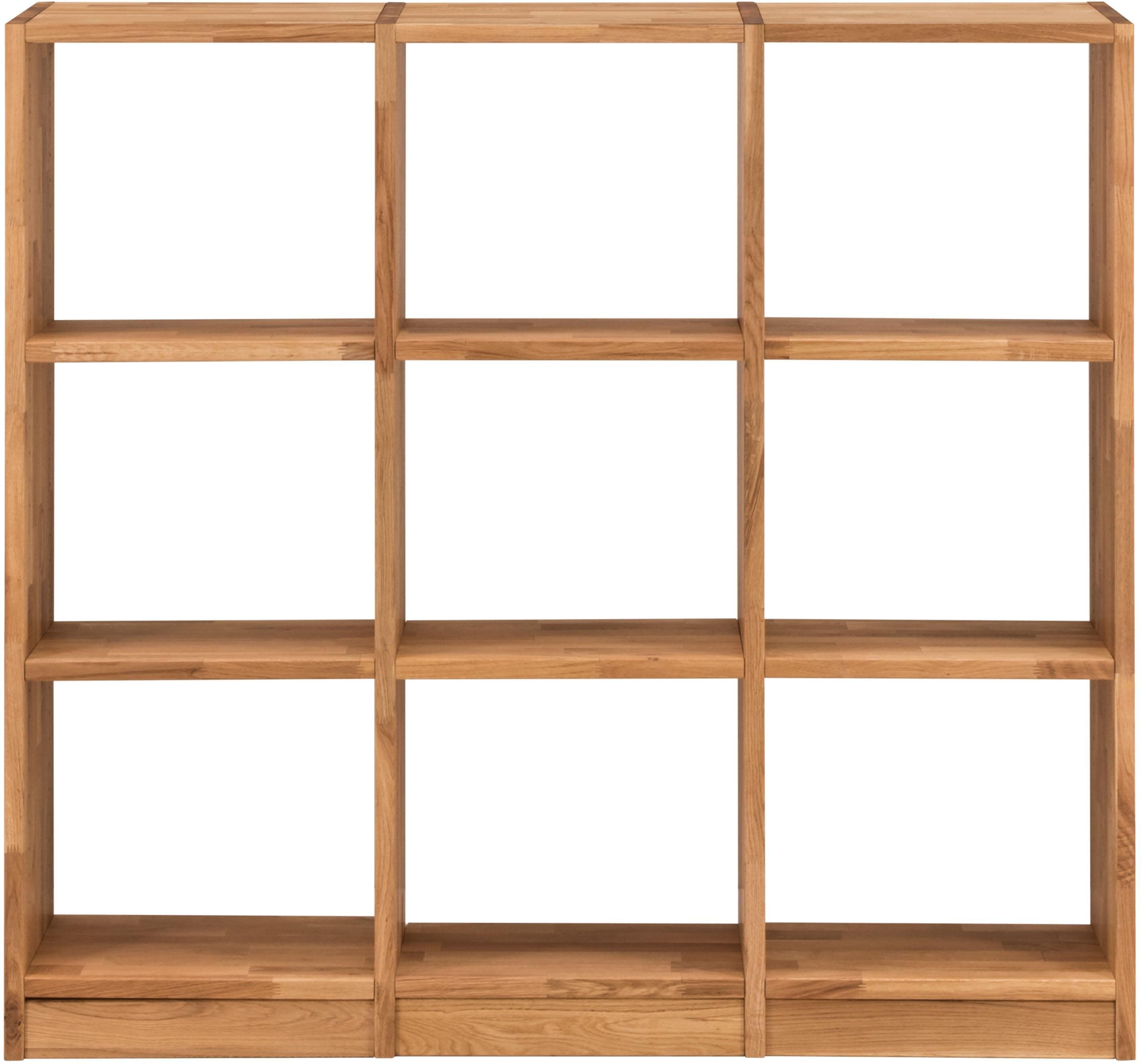 Regalelement HOME AFFAIRE "Ecko, vielseitig als Bücher-, Wohn- oder Aufbewahrungsregal einsetzbar", beige (naturfarben), B:136cm H:125cm T:36cm, Massivholz, Regale, Modulares Regalsystem mit vielseitigen Gestaltungsmöglichkeiten