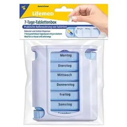 Lifemed  Wochendispenser Pillenbox 7-Tage 12,8 cm x 11,2 cm x 4,2 cm 5 Stück