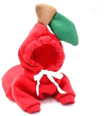 ModernMart Cute Fruit Dog Clothes: Warm Fleece Pet Hoodies For Small Dogs Apple S