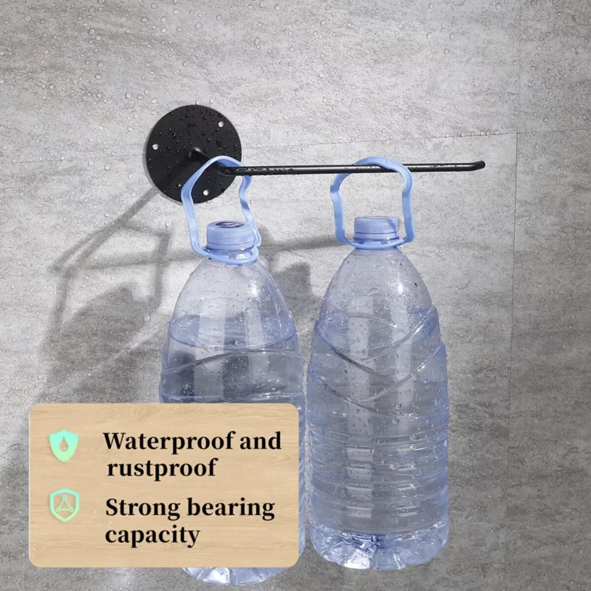 INF 2er-Set schwarzer Rundhalter aus Edelstahl – Wandhalter, Klebe- oder Schraubmontage, wasserfester Organizer