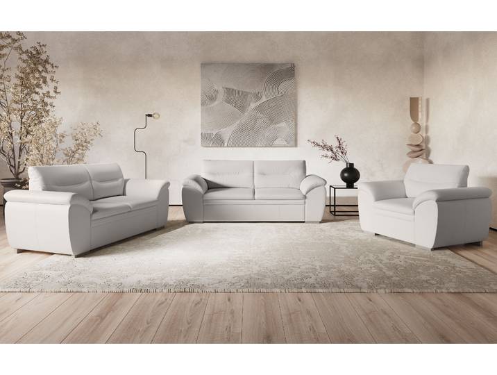 Polstergarnitur COTTA Leandra , weiss (altweiß), Leder PAMPAS, Sitzmöbel-Sets, Polstergarnitur, Set bestehend aus: 2-Sitzer & 2,5-Sitzer