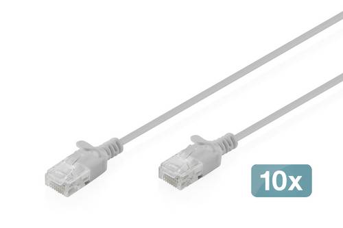 Digitus RJ45 Patchkabel CAT 6 U/UTP 2m Grau 10St.