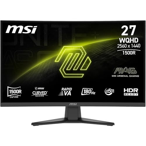 MSI MAG 275CQF E18 Gaming Monitor, 27 inch, Quad HD 2560 x 1440, 180 Hz, 0,5 ms, Zwart