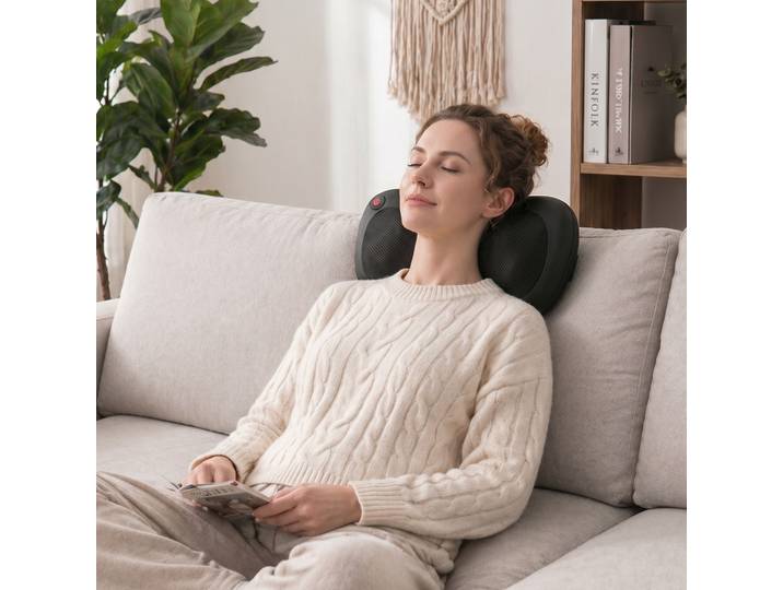 HOMCOM Coussin Massage Shiatsu Chauffant 4 Nœuds Rotatif 3D