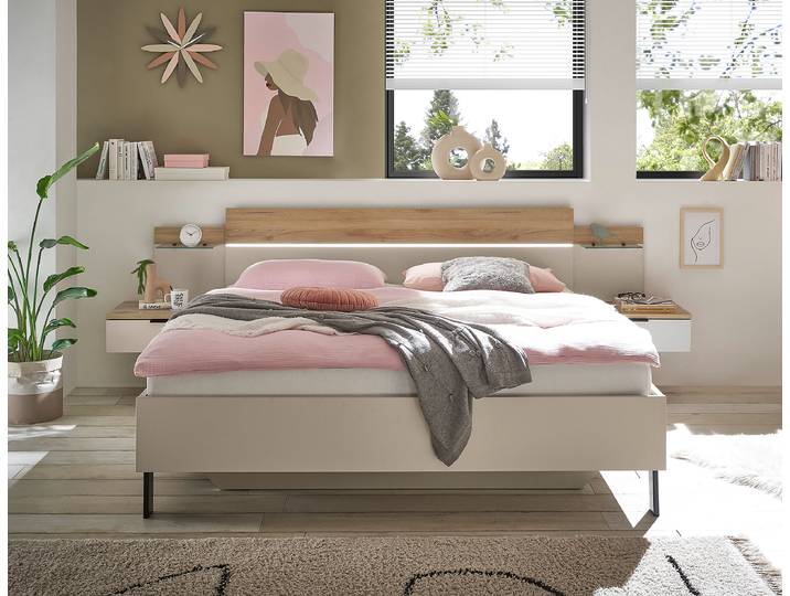 Ensemble de lit éclairé 180 x 200cm Beige