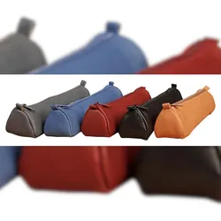 Clairefontaine 8x Age Bag, trapezförmiges Schlampermäppchen aus Leder, 21x5x5 cm - Sortiert 77014C