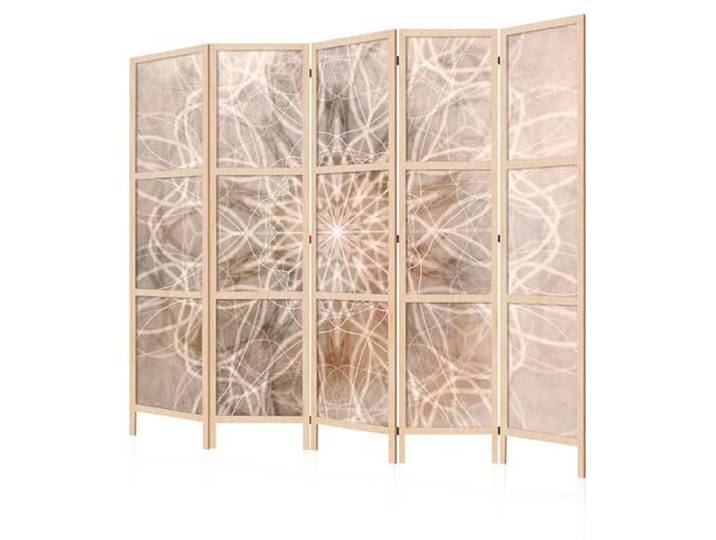 LUMASOUL Japanische Trennwand Paravent Raumteiler 225x172 cm Mandala 5 teilig Dekorativ, Shoji-Stil, faltbar, freistehend, als Sichtschutz für Wohnräume Ornamen Muster abstrakt Faltwand Design