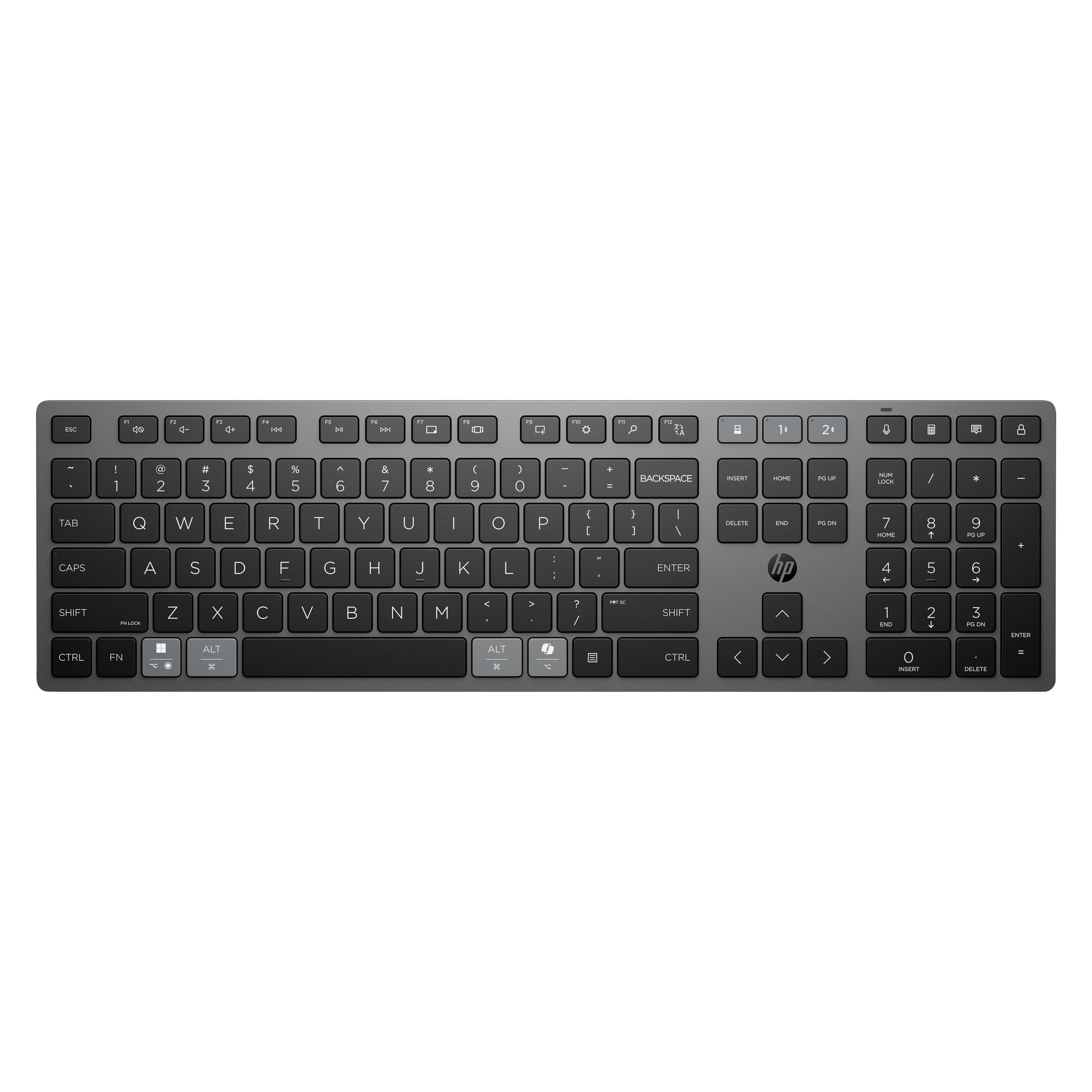 HP 720 Dual-Mode Rechargeable Wireless Keyboard-GR (P) (DE, Kabellos) (9T5B1AA#ABD)