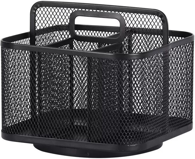INF Quadratischer, drehbarer Stifthalter mit Griff – Schreibtisch-Organizer aus Metallgitter