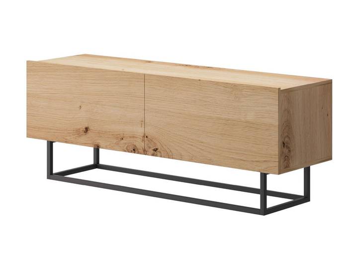 Feldmann-Wohnen Lowboard Emma (mit Klappen, Grifflos, 1 St., moderne Optik, mit Klappen, Grifflos), 120x37x47cm mit Klappen Eiche Artisan