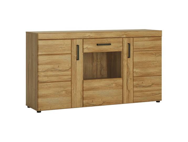 Lomadox Sideboard CARIATI-129, Sideboard mit Vitrinenfach in Grandson Eiche Nb., 156,8/86/40,9 cm