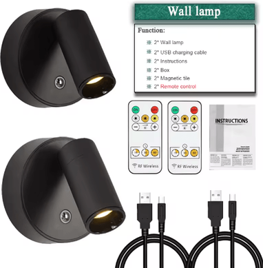 Inspire Picks Mini Magnetic LED Spotlight Wireless Rechargeable Dimmable Wall Light With 3 Lighting Modes remote Control2pcs 3000k 4000k 6000k dc5v