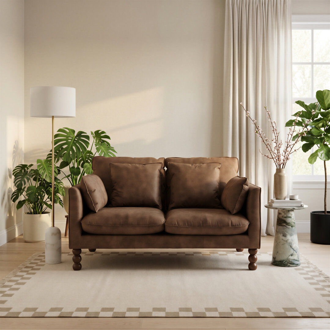 17 Stories Sofa Brown Faux Leather 2