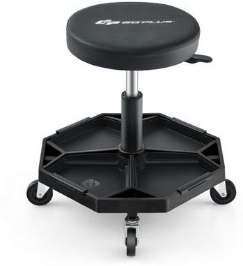 Costway 330 LBS Capacity Pneumatic Rolling Mechanic Stool with Padded Seat-Black
