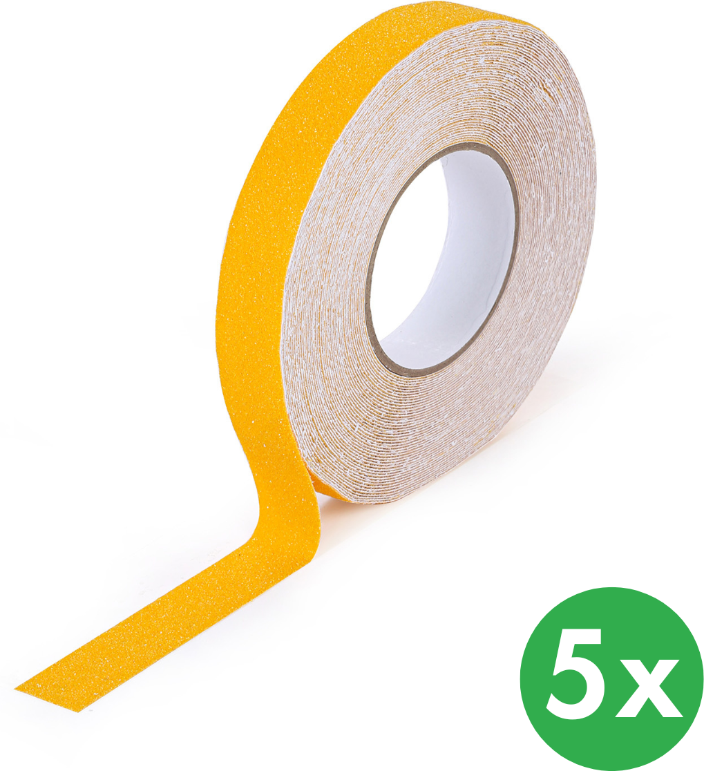 B2B Partner Antirutschband, Grobkorn, 25 mm x 18,3 m, 5 Stk, gelb