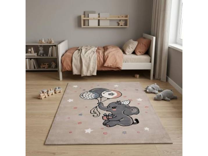 Morgenland Kinderteppich Handgetuftet Wolle Creme 120x170cm 100% Schurwolle, Kollektion Kids, Kinderzimmer, Handarbeit, Rechteckig