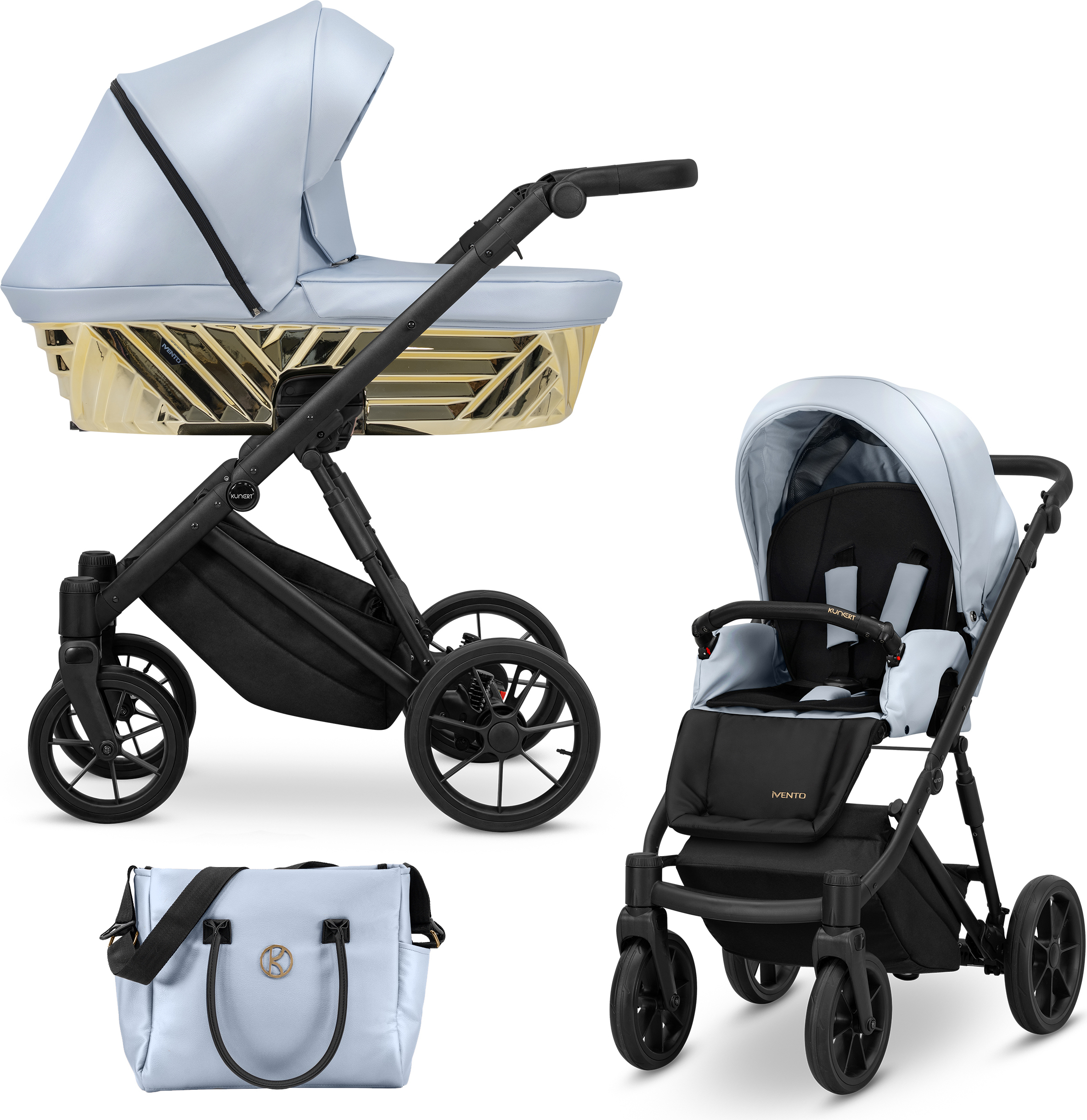 Kinderwagen Kunert Ivento Glam 2in1 - Farbe: Eco Baby Blue Metallic