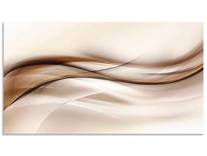 Küchenrückwand ARTLAND Braune abstrakte Welle , braun, B:90cm H:50cm, Aluminium, Spritzschutzwände, Alu Spritzschutz mit Klebeband, einfache Montage