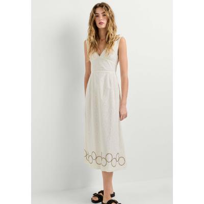 Midikleid PEPE JEANS "Midikleid FLOWER DRESS", Damen, Gr. S, Normalgrößen, weiß, 100% Baumwolle, Kleider Midikleid