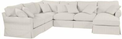 Baldwin 4 Piece Sectional Slipcover - Right Arm Chaise & Left Arm Loveseat, Armless Loveseat & Corner - Twill Off-White - Ballard Designs