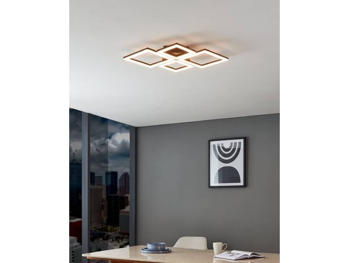 Eglo LED Smart Deckenleuchte Paranday-Z Schwarz 42W 500lm CCT 2700K-65000K Dimmbar App Google Alexa Bluetooth ZigBee