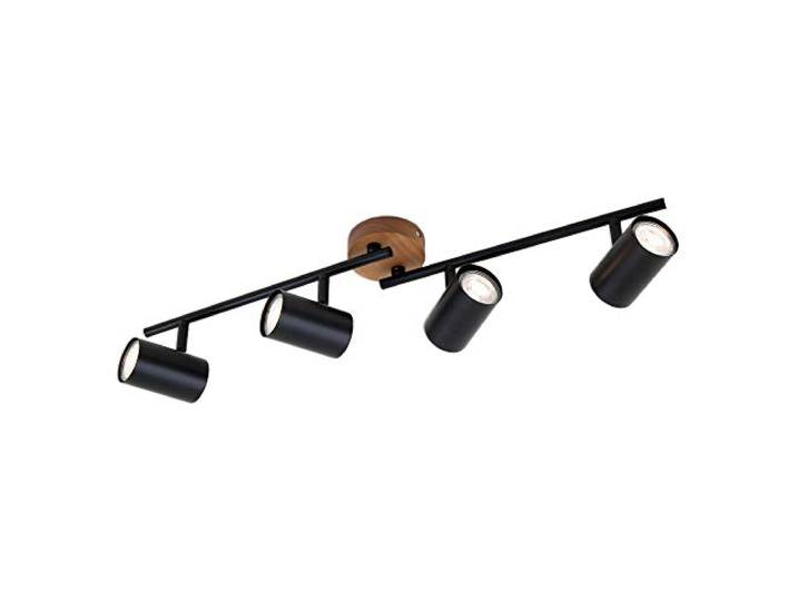 Briloner Leuchten - Luminaire à spots\, spot plafonnier rétro\, éclairage plafonnier vintage\, spots pivotants et orientables\, 4x GU10\, métal et bois\, noir\, 682x90x145mm (LxlxH)