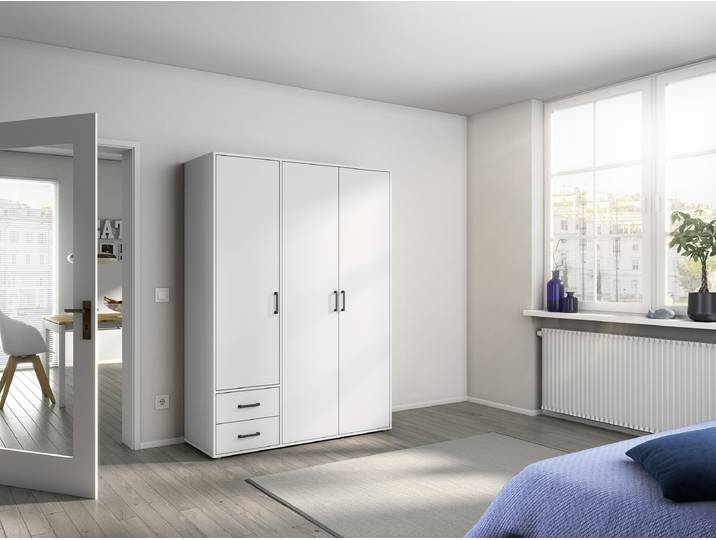 Drehtürenschrank Voyager 140cm Weiß/Alpinweiß Comfort