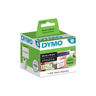 DYMO Original Etiketten für Labelwriter 54x70mm Mehrzweck weiß permanent 1 x 320 Etiketten S0722440