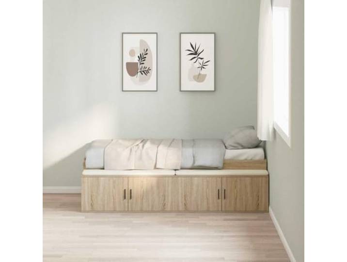KTHLBRH Einzelbett Eiche Sonoma 70 x 190 cm mit Schubladen Mehrschichtiges Holz, modernes Design, einfache Wartung, integrierter Behälter