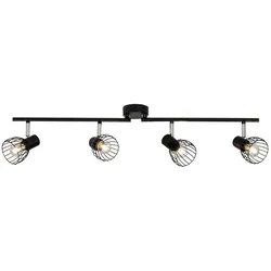 BRILLIANT Lampe Blacky Spotrohr 4flg schwarz   4x D45, E14, 40W, geeignet für Tropfenlampen (nicht enthalten)   Arm schwenkbar / Köpfe schwenkbar