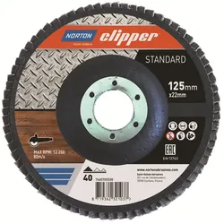 Norton Clipper Fächerschleifscheibe Mopteller Standard 125x22,23mm K40 10er VE
