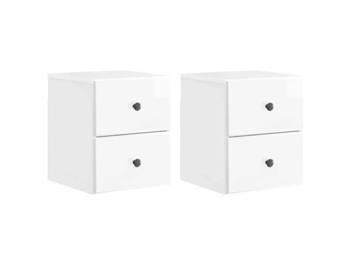 Heofavd 2er Set Nachttisch Wandmontiert Hochglanz Weiß 34,5x33x40 cm