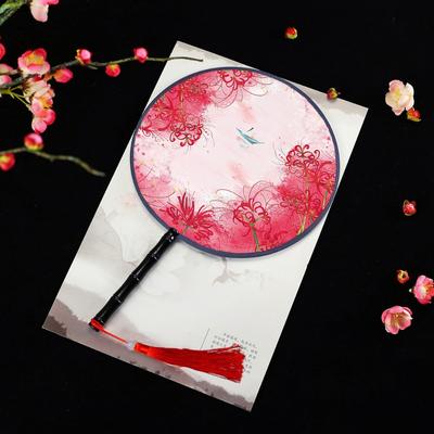Multisell Products Hub Vintage Printing Silk Hand Fan, Round Cheongsam Tang Suit, Ancient Tassel Dance Fan, Multistyles Diameter 5