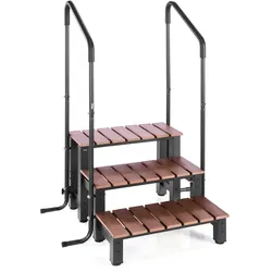 VEVOR Badewannenstufe Pooltreppe 3-stufige Wohnmobiltreppe, 640,08 mm breite Außentreppe für oberirdische/aufblasbare Pools mit 249,48 kg Tragkraft, vielseitig einsetzbar für Veranda Terrasse