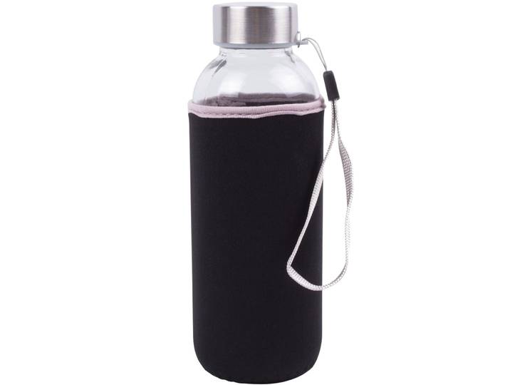 Glas-Trinkflasche mit Neopren-Hülle, 420 ml