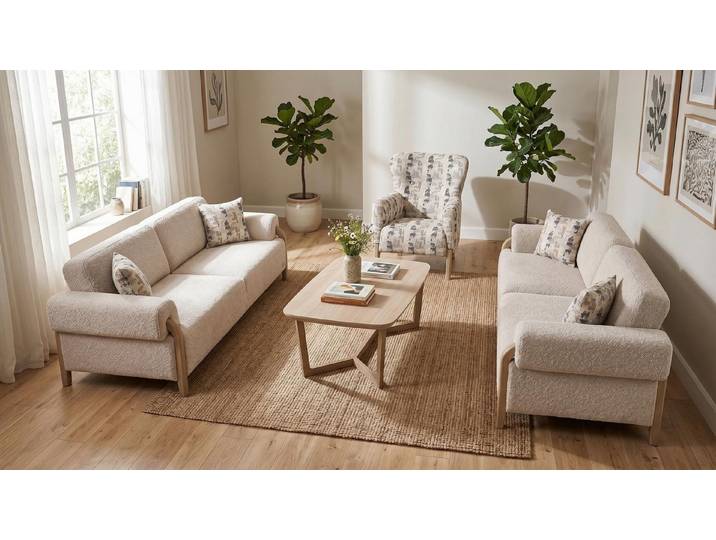 JVmoebel Wohnlandschaft Stilvolles Wohnzimmer Set 3+3+1 Sitzer Modernes Design Komfort Luxus, 3 Teile, Made in Europa